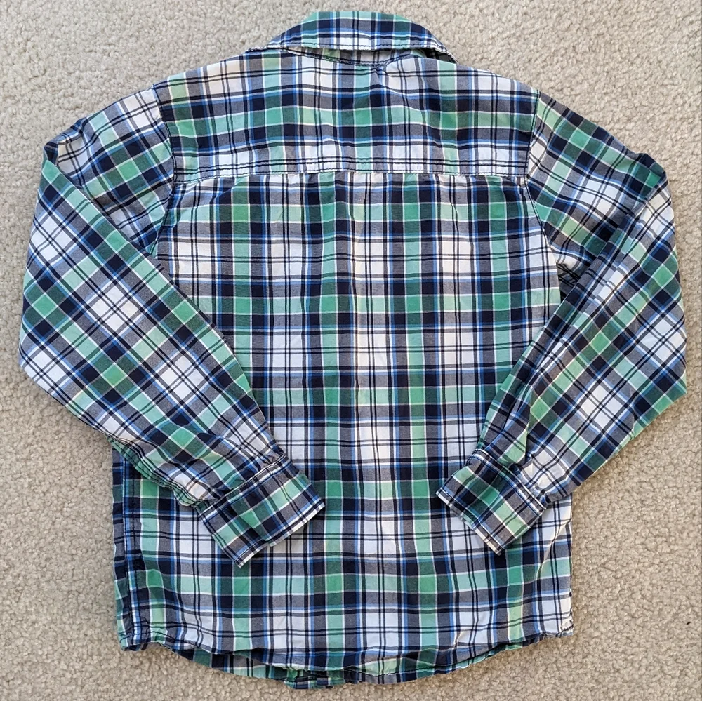Boys Long Sleeve Button Down Shirt (Blue & Green)